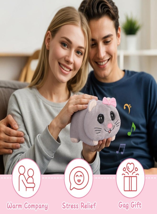 Dalycro Sad Hamster Meme Plush with Sound, Musical Stuffed Animal Doll with Violin, Cute Birthday Gift for Adults, Friends (Grey) - Image 5